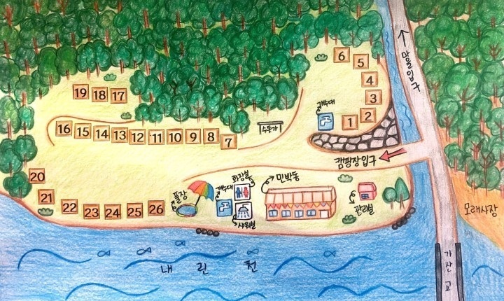 데크 배치도-내린천솔밭힐링캠핑장