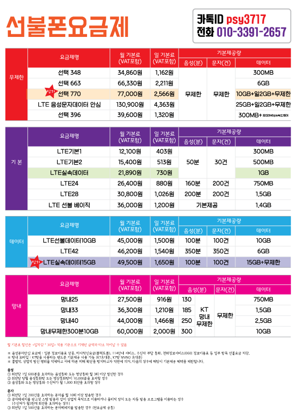 선불요금제 | 알뜰폰써니