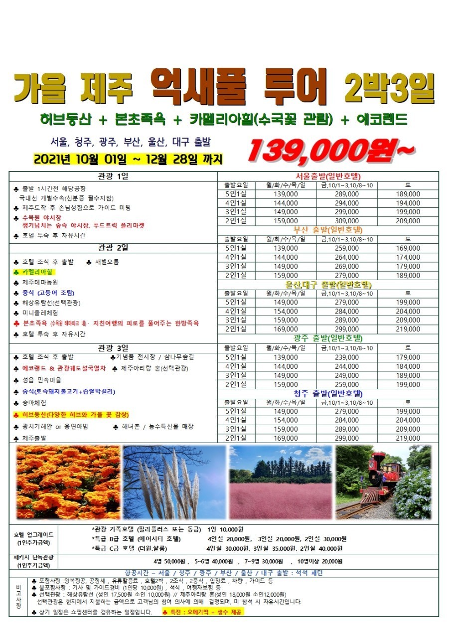 가을제주여행-고양시여행사