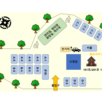 황토하우스 캠핑장 이미지